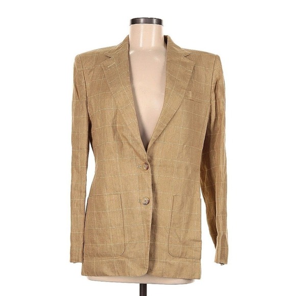 Ralph Lauren Vintage Ivory Double Breasted Blazer Linen Notch Collar Size 6 - Picture 1 of 4